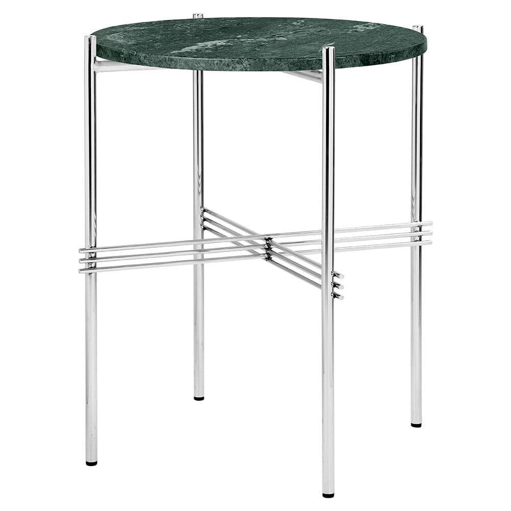 TS Side Table side table Gubi Green Guatemala Marble Polished Steel 