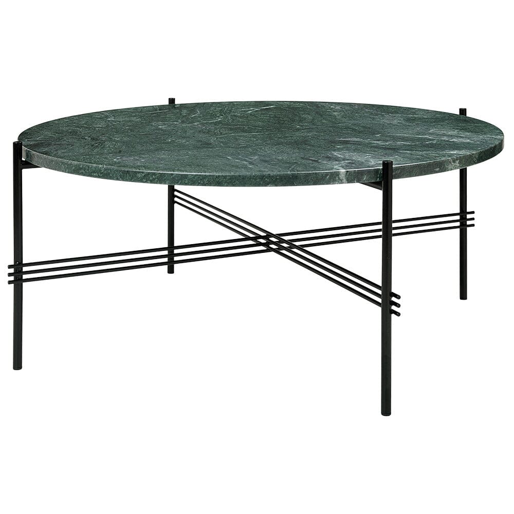 TS Round Coffee Table - Marble Top Tables Gubi Polished Steel Green Guatemala Marble Medium: Dia 31.5"