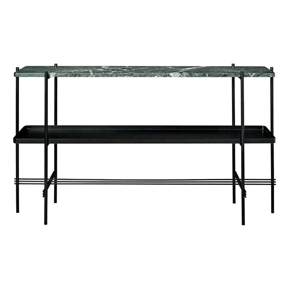 TS Console 2 Rack Table with Tray- 120 x 30 cm Console Table GUBI Green Guatemala Marble 