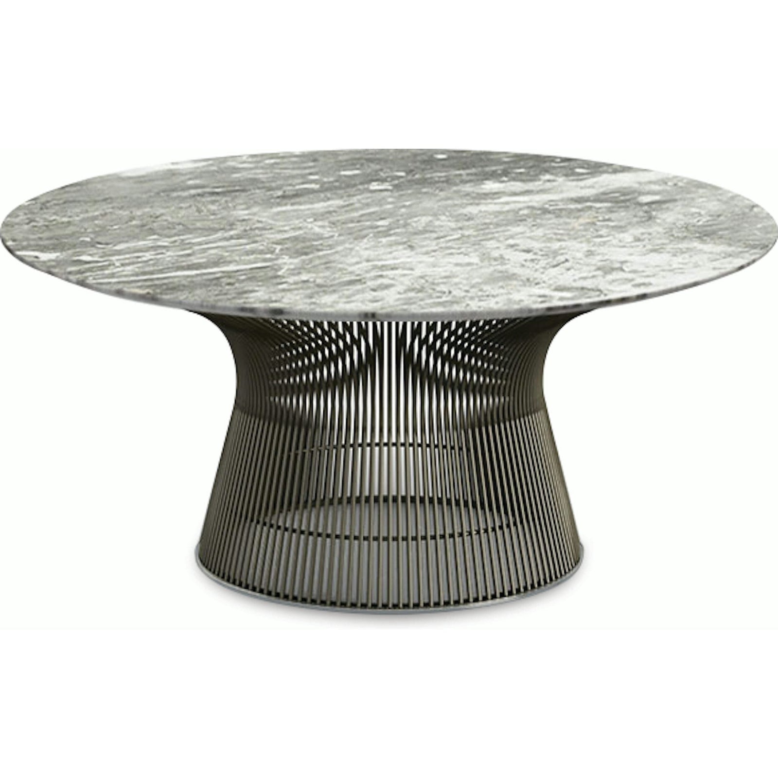 Platner Bronze 36" Coffee Table Coffee Tables Knoll Polished Finish Grey Marble Top: Light Grey 