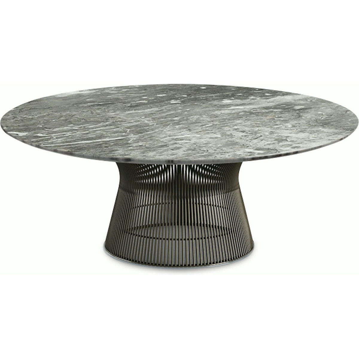 Platner Bronze 42&quot; Coffee Table Coffee Tables Knoll Polished Finish Grey Marble Top: Light grey 