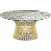 Platner Coffee Table - 36" in Gold Coffee Tables Knoll 18K Gold plated Grey marble, Polished finish 