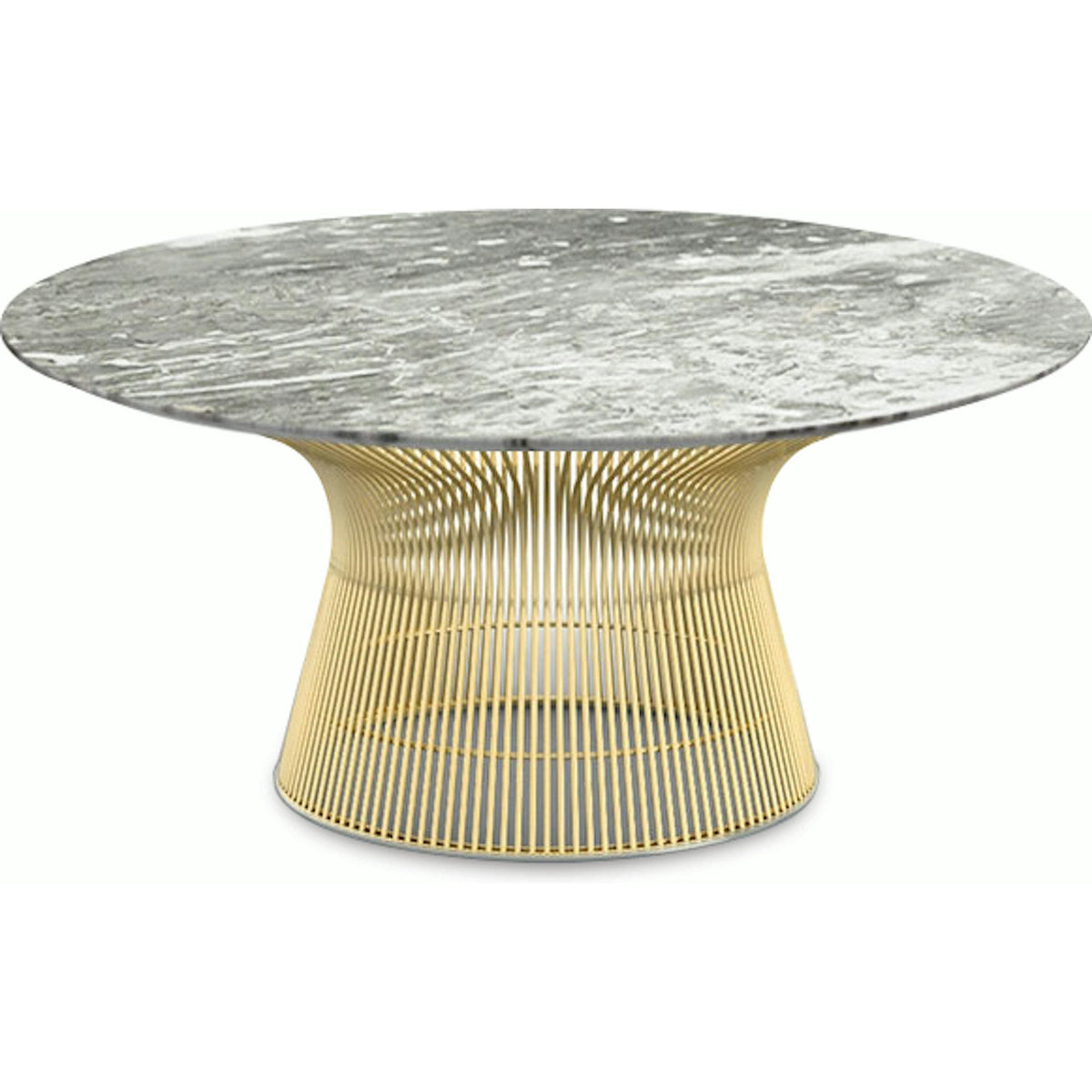 Platner Coffee Table - 36&quot; in Gold Coffee Tables Knoll 18K Gold plated Grey marble, Polished finish 