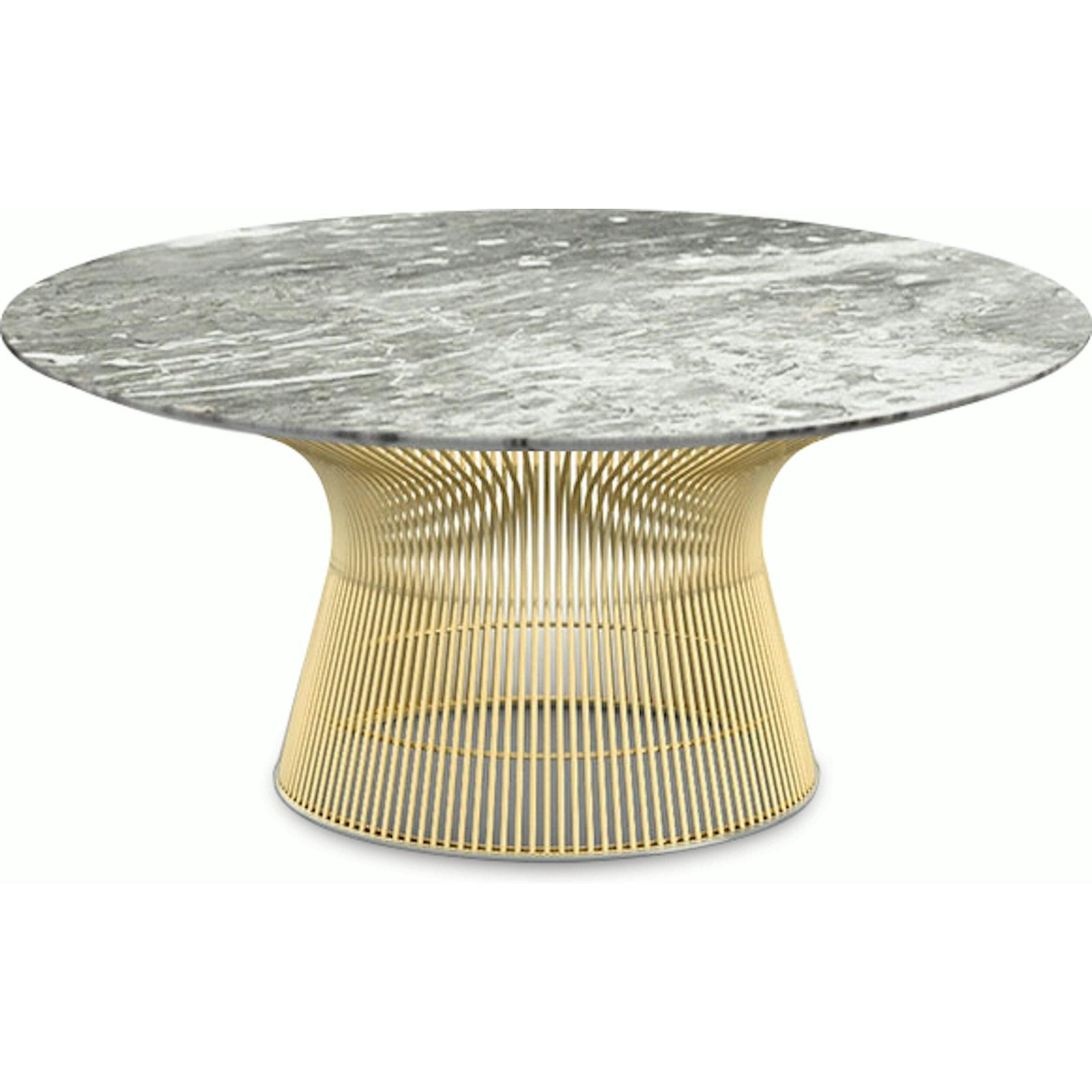 Platner Coffee Table - 36" in Gold Coffee Tables Knoll 18K Gold plated Grey marble, Polished finish 
