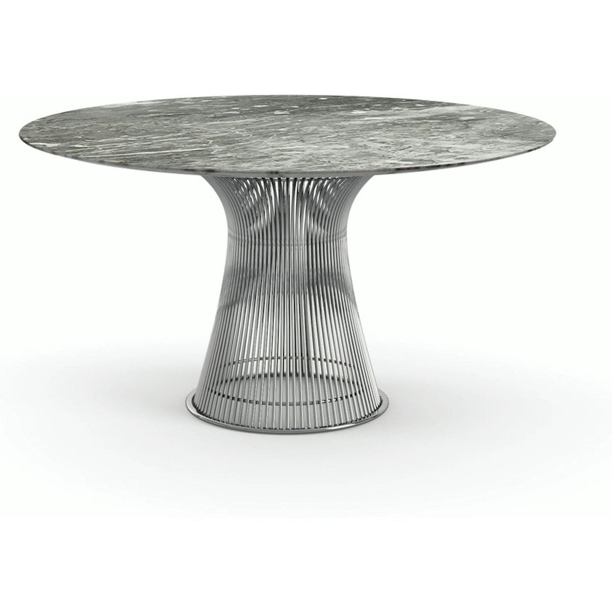 Platner Dining Table - 54 Inch Dining Tables Knoll Polished Nickel Grey marble, Shiny finish 