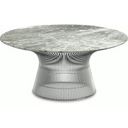 Platner Nickel 36" Coffee Table Coffee Tables Knoll Polished Finish Grey Marble Top: Light Grey 