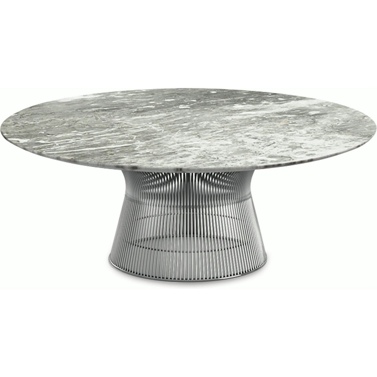 Platner Nickel 42&quot; Coffee Table Coffee Tables Knoll Polished Finish Grey Marble Top: Light grey 