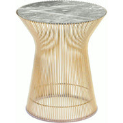Platner Side Table - Gold side/end table Knoll 18K Gold plated Grey marble, Shiny finish 