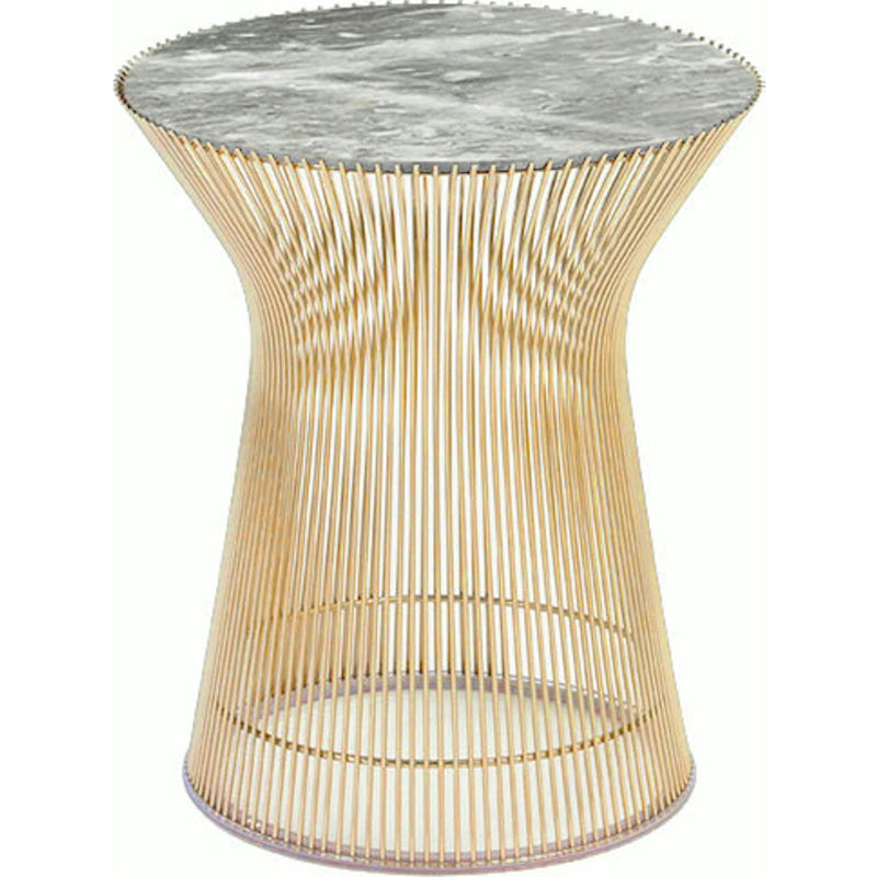 Platner Side Table - Gold side/end table Knoll 18K Gold plated Grey marble, Shiny finish 