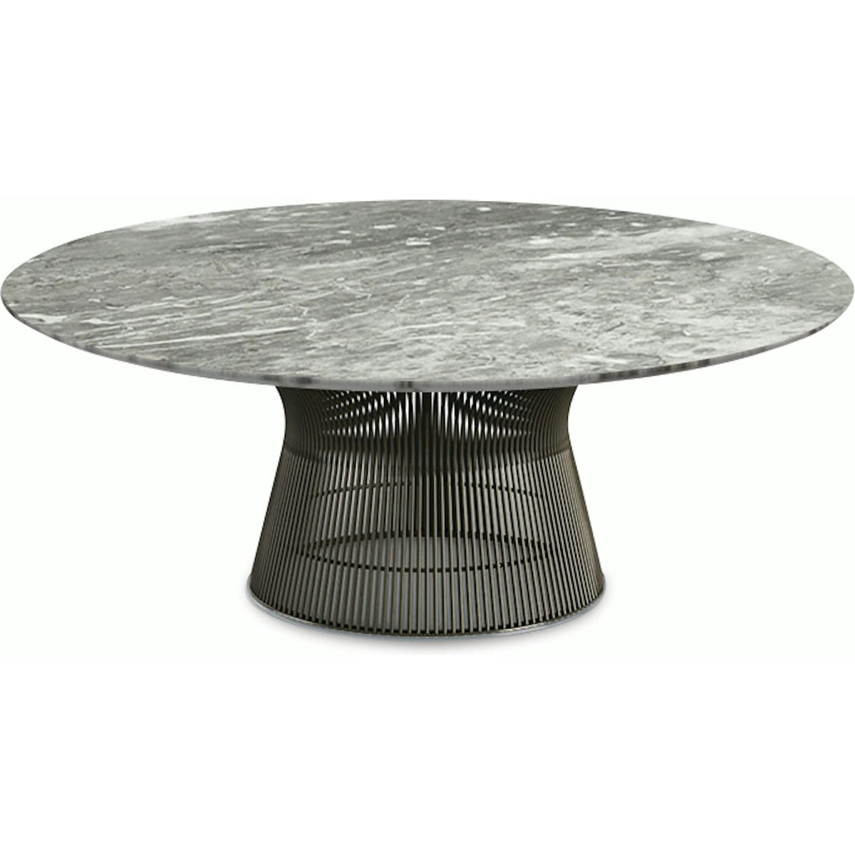 Platner Bronze 42&quot; Coffee Table Coffee Tables Knoll Satin Finish Grey Marble Top: Light grey 