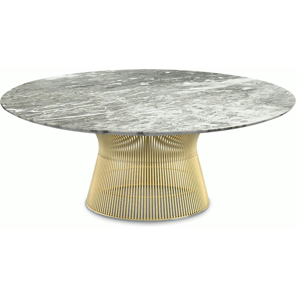 Platner Coffee Table - 42&quot; in Gold Coffee Tables Knoll 18K Gold plated Grey marble, Satin finish 