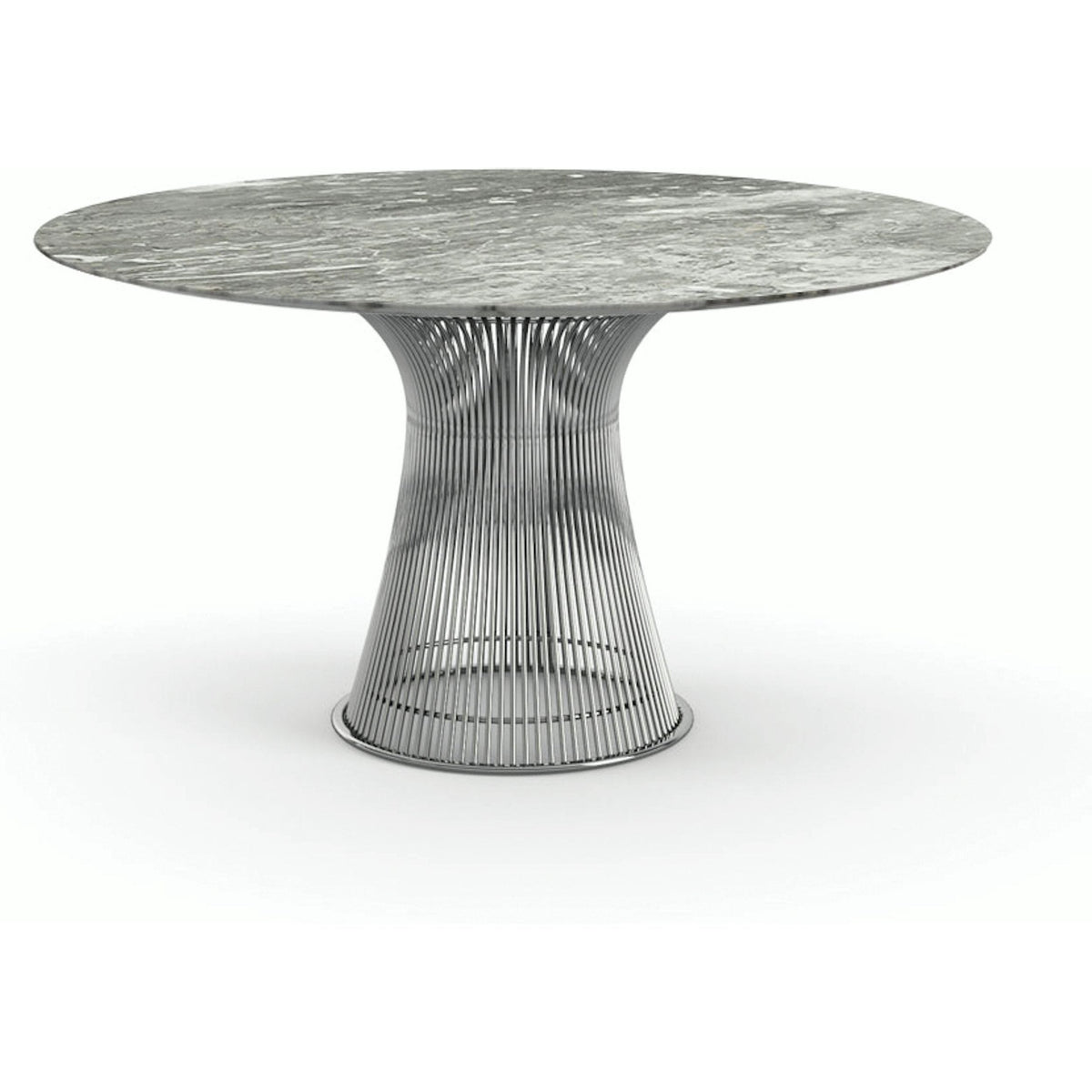 Platner Dining Table - 54 Inch Dining Tables Knoll Polished Nickel Grey marble, Satin finish 