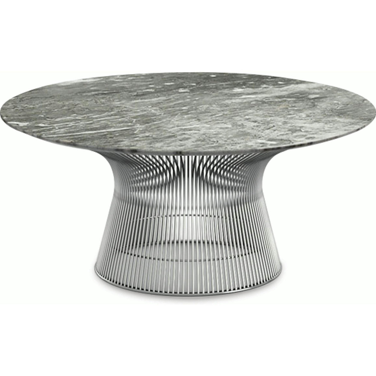Platner Nickel 36&quot; Coffee Table Coffee Tables Knoll Satin Finish Grey Marble Top: Light Grey 
