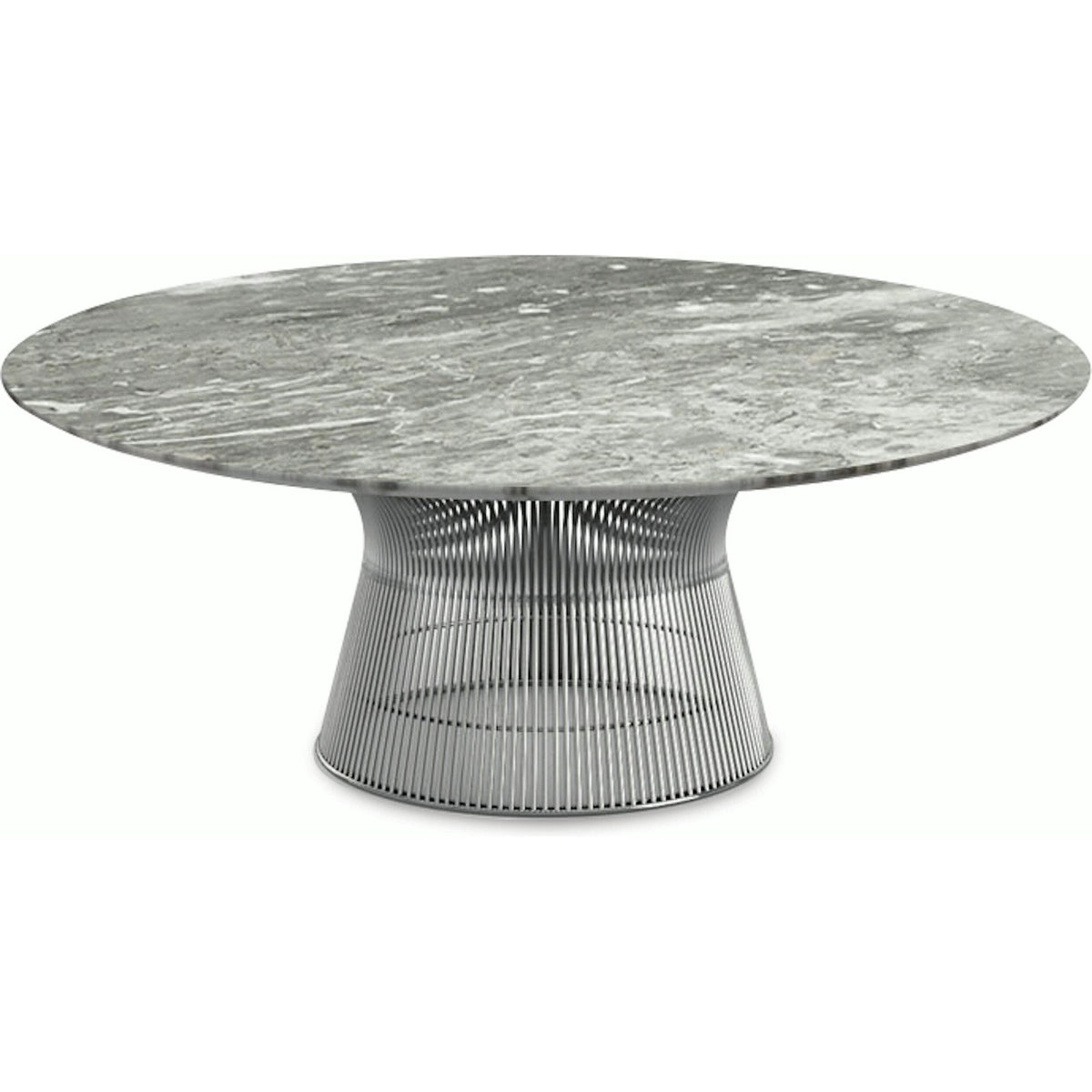 Platner Nickel 42&quot; Coffee Table Coffee Tables Knoll Satin Finish Grey Marble Top: Light grey 