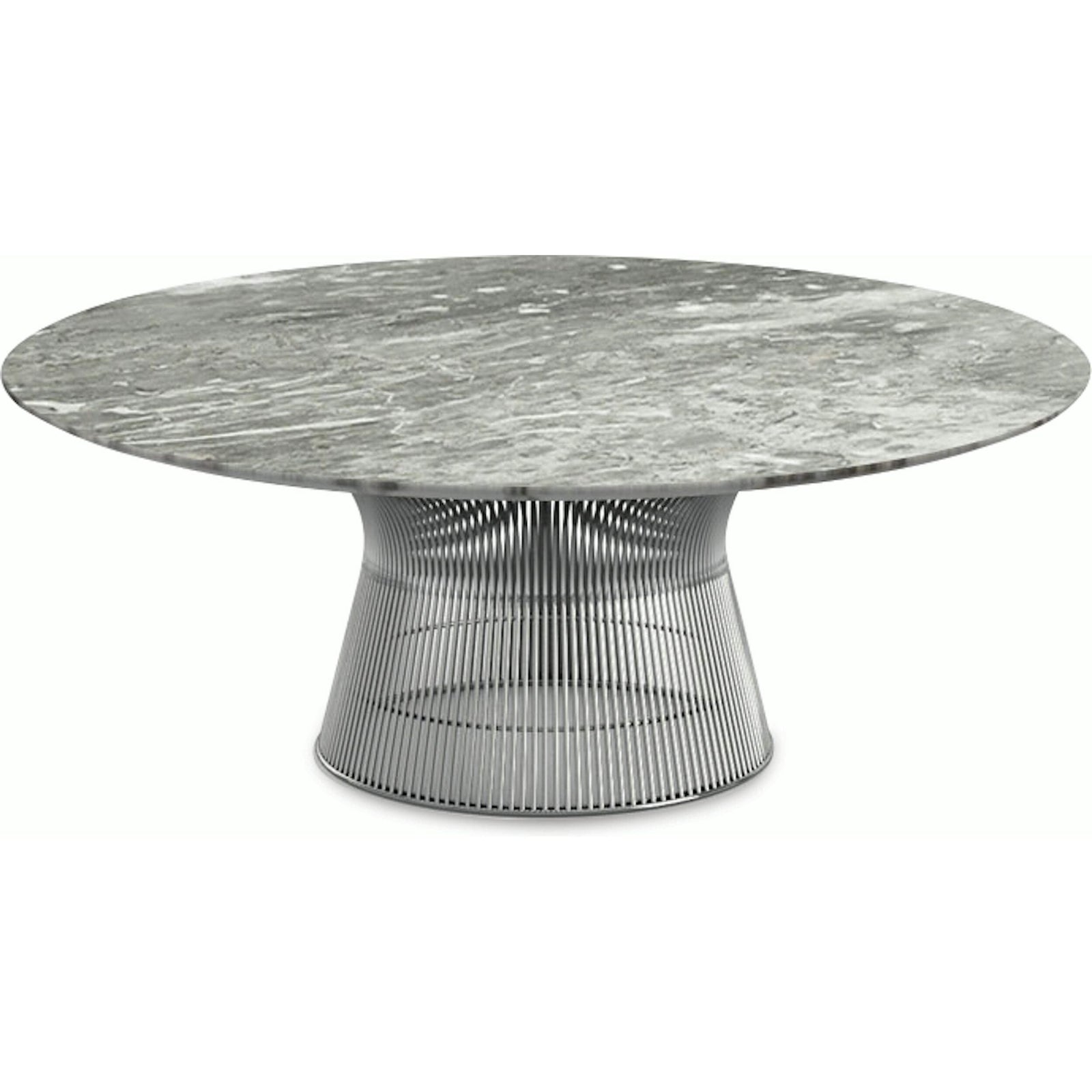 Platner Nickel 42" Coffee Table Coffee Tables Knoll Satin Finish Grey Marble Top: Light grey 