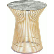 Platner Side Table - Gold side/end table Knoll 18K Gold plated Grey marble, Satin finish 