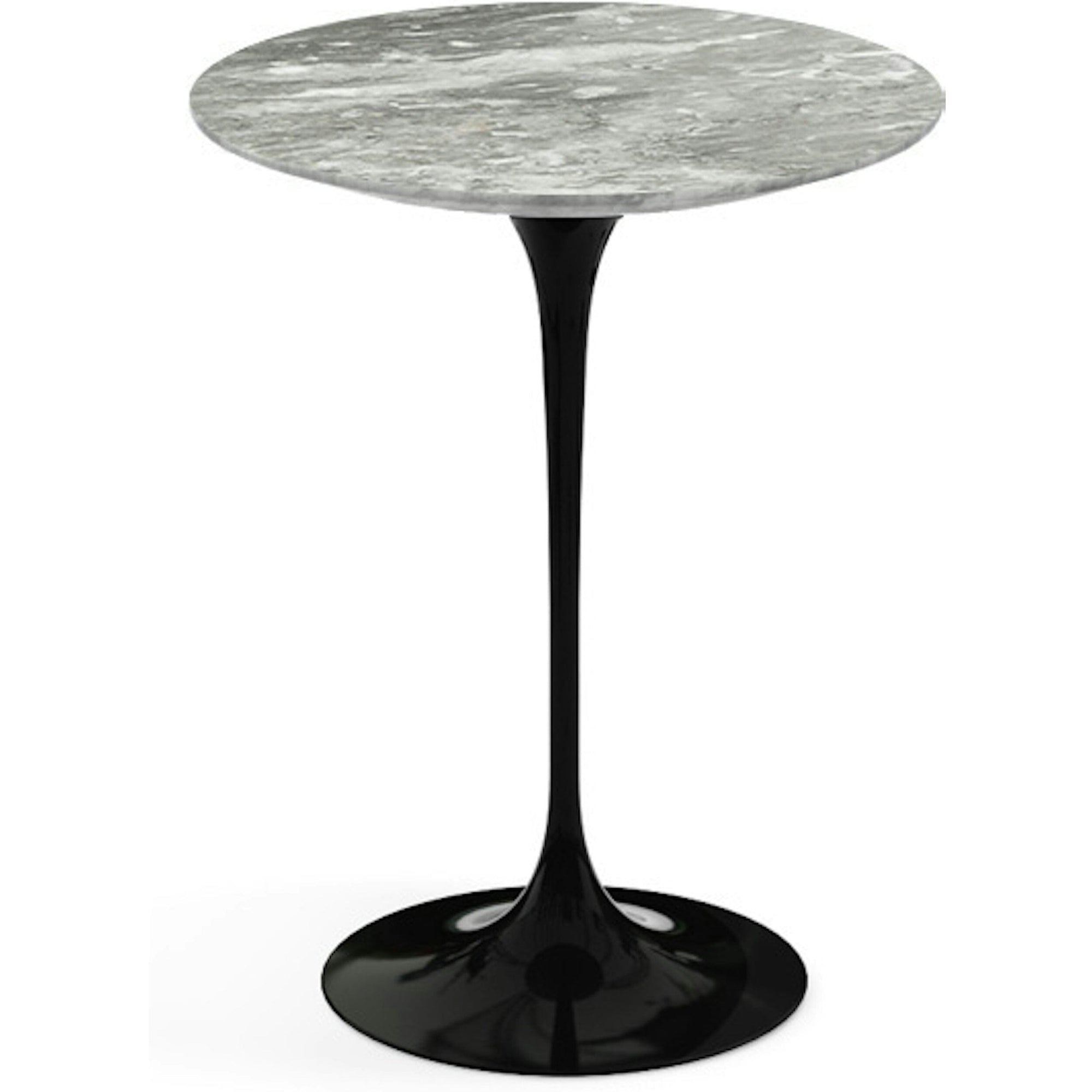 Saarinen Side Table - 16" Round side/end table Knoll Black Grey marble, Satin finish 