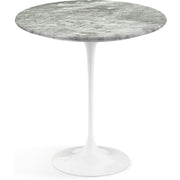 Saarinen Side Table - 20” Round side/end table Knoll White Grey marble, Satin finish 
