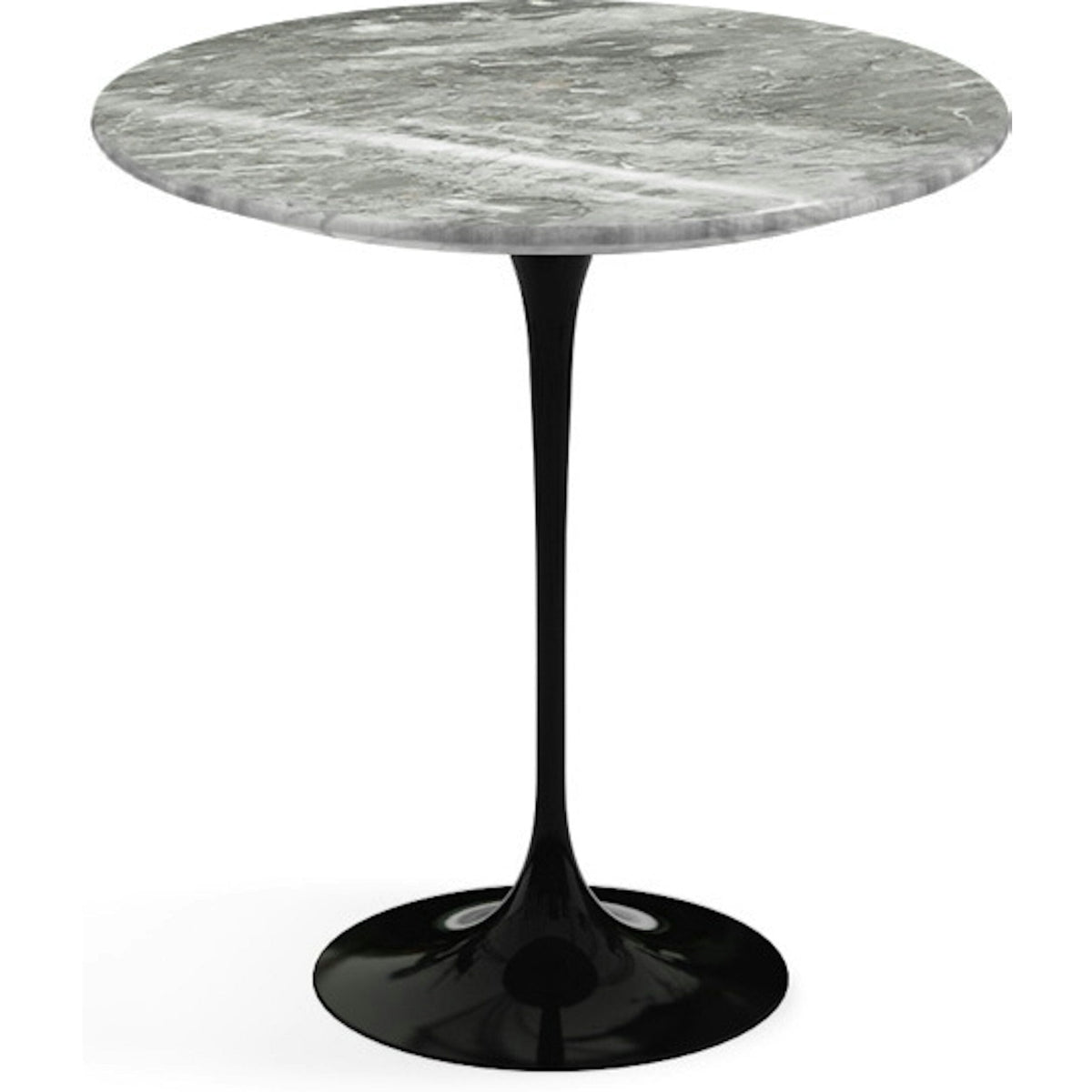 Saarinen Side Table - 20” Round side/end table Knoll Black Grey marble, Shiny finish 
