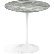 Saarinen Side Table - 20” Round side/end table Knoll White Grey marble, Shiny finish 
