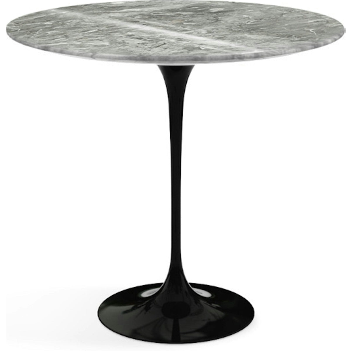 Saarinen Side Table - 22” Oval side/end table Knoll Black Grey marble, Shiny finish 