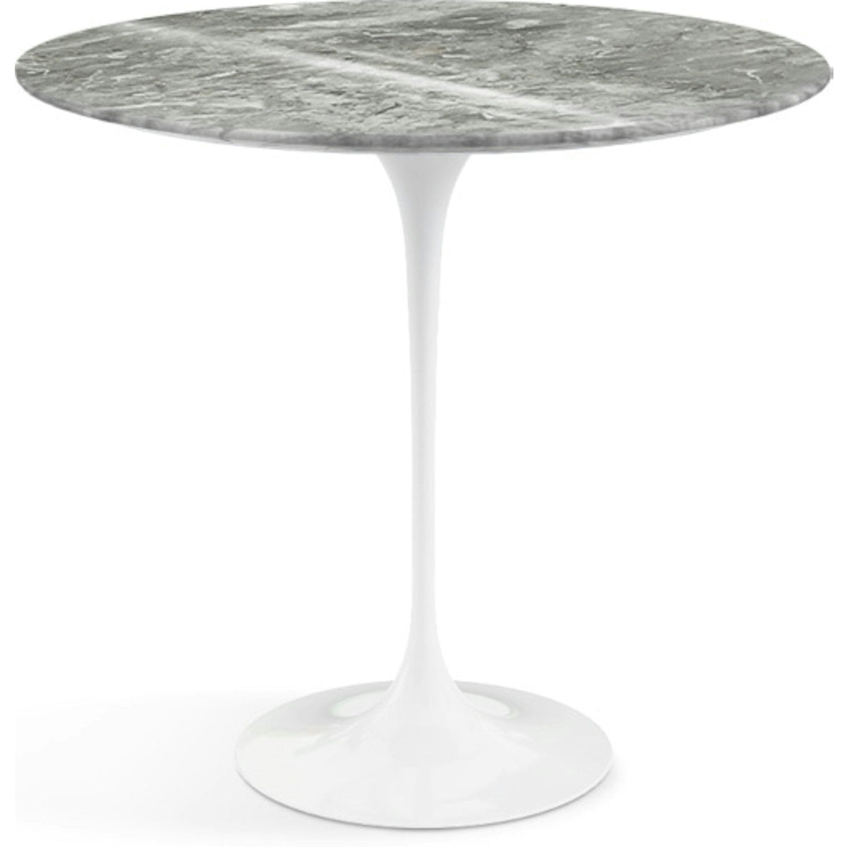 Saarinen Side Table - 22” Oval side/end table Knoll White Grey marble, Shiny finish 