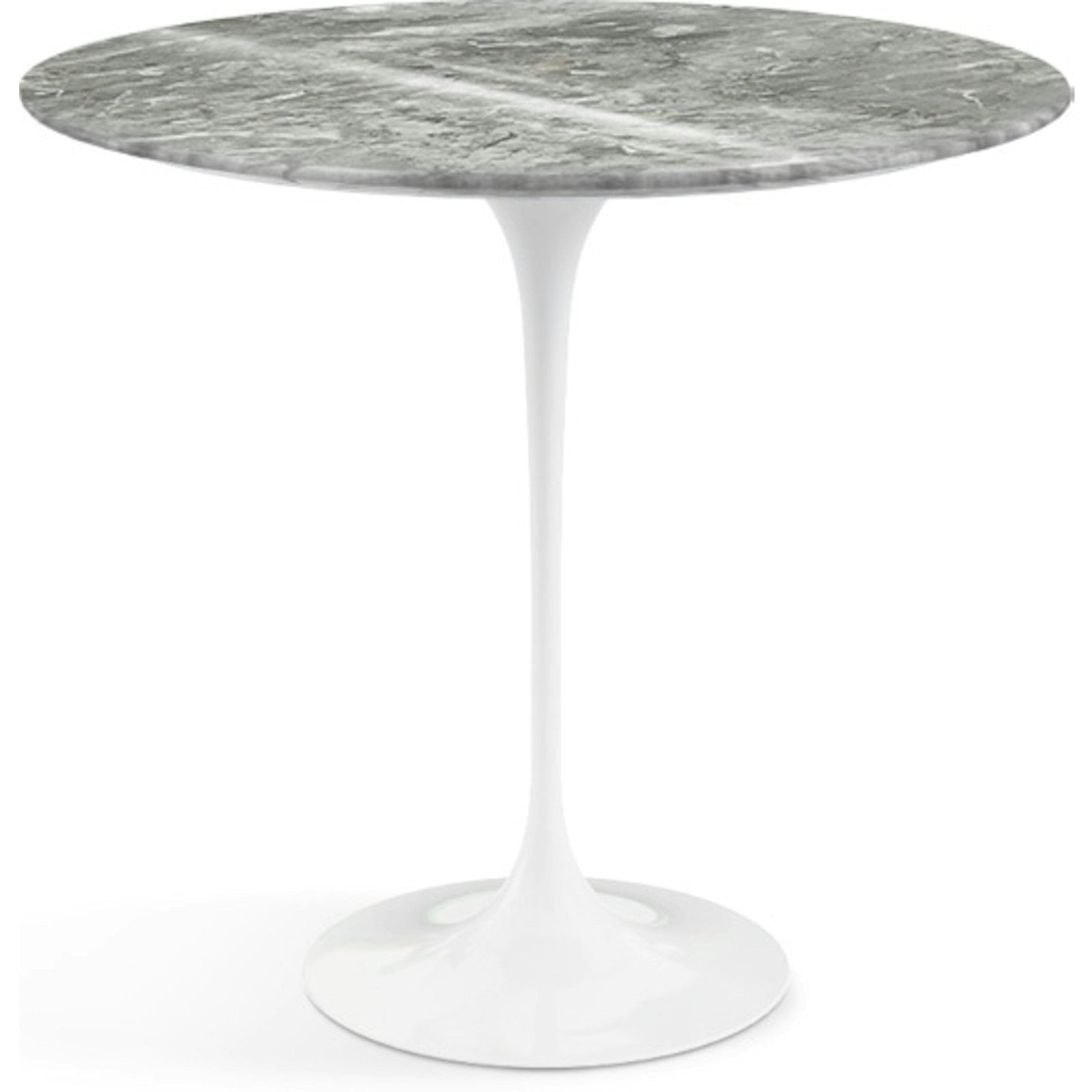Saarinen Side Table - 22” Oval side/end table Knoll White Grey marble, Shiny finish 
