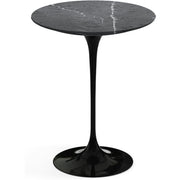 Saarinen Side Table - 16" Round side/end table Knoll Black Grigio Marquina marble, Satin finish 