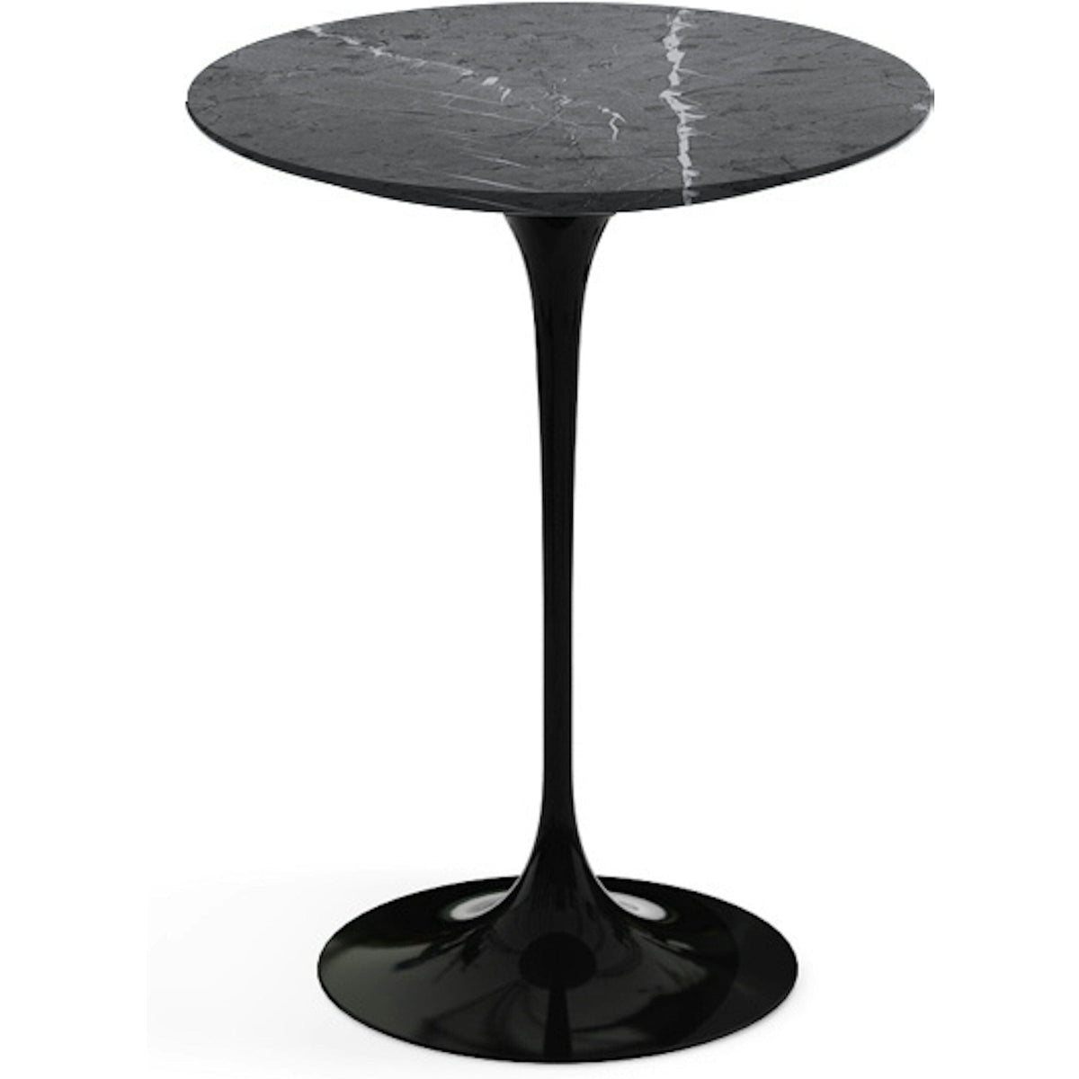 Saarinen Side Table - 16" Round side/end table Knoll Black Grigio Marquina marble, Satin finish 