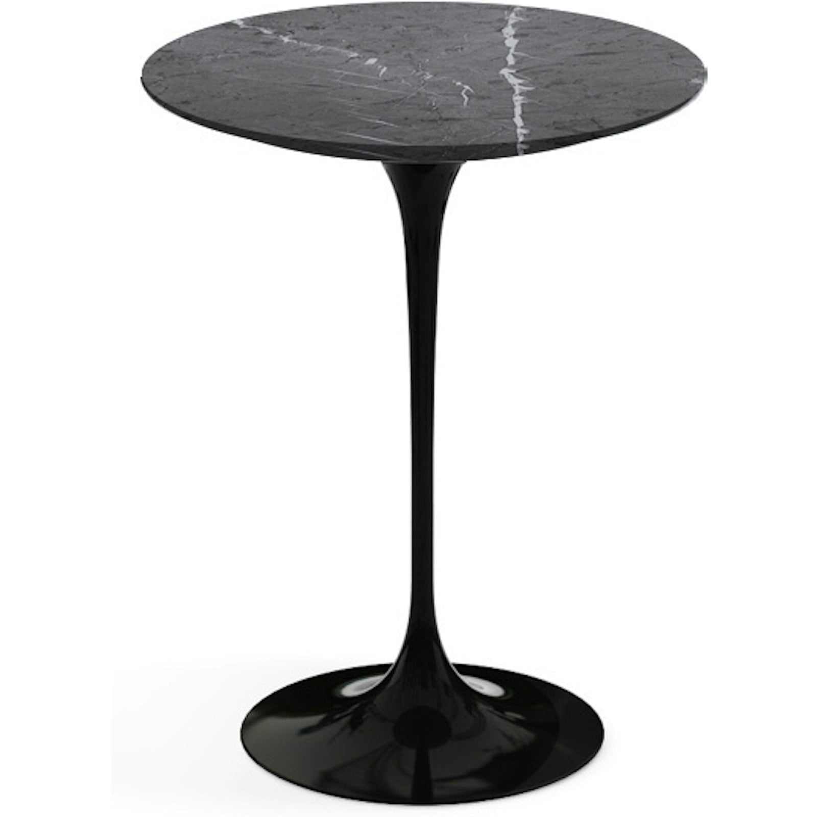 Saarinen Side Table - 16" Round side/end table Knoll Black Grigio Marquina marble, Satin finish 