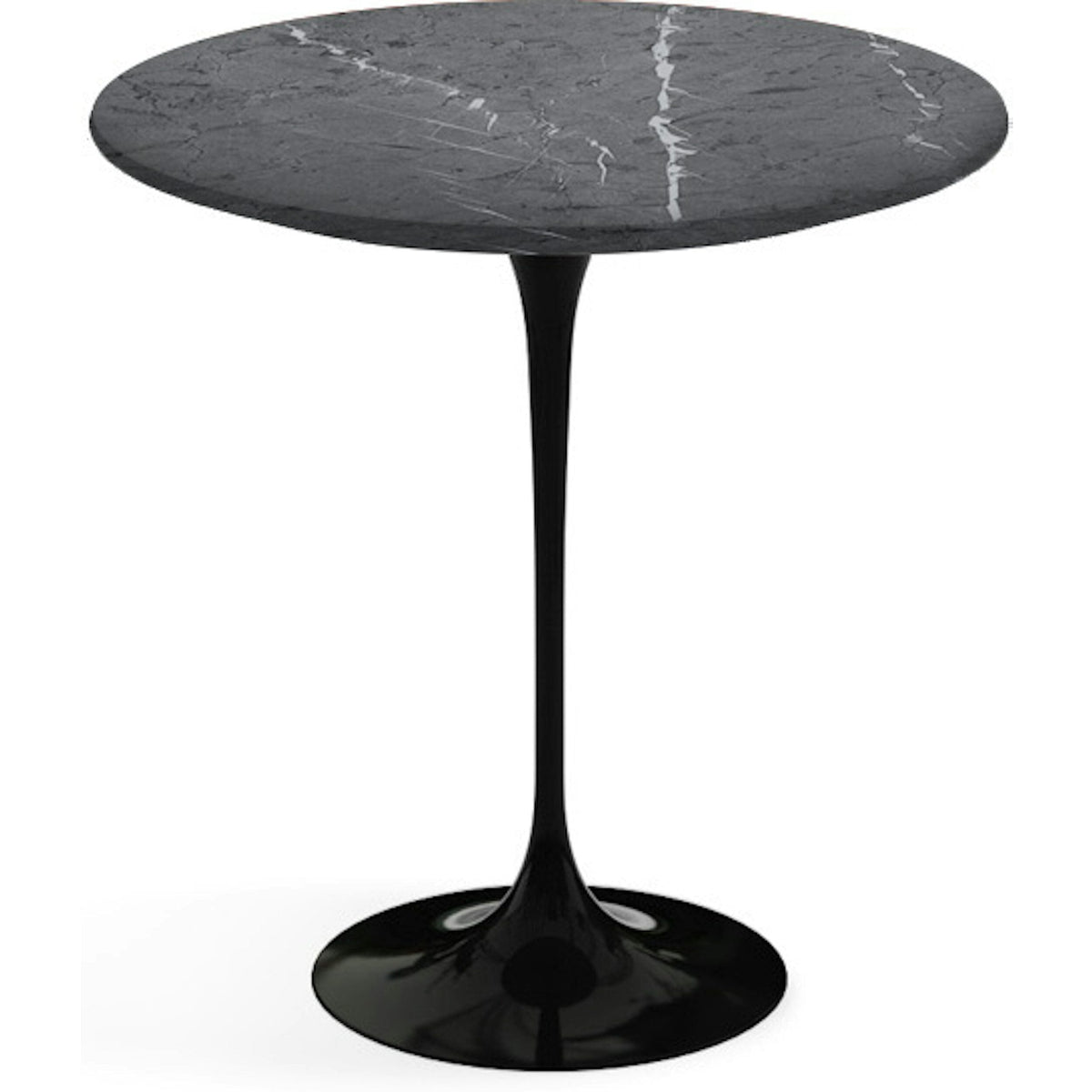 Saarinen Side Table - 20” Round side/end table Knoll Black Grigio Marquina marble, Satin finish 