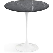 Saarinen Side Table - 20” Round side/end table Knoll White Grigio Marquina marble, Satin finish 