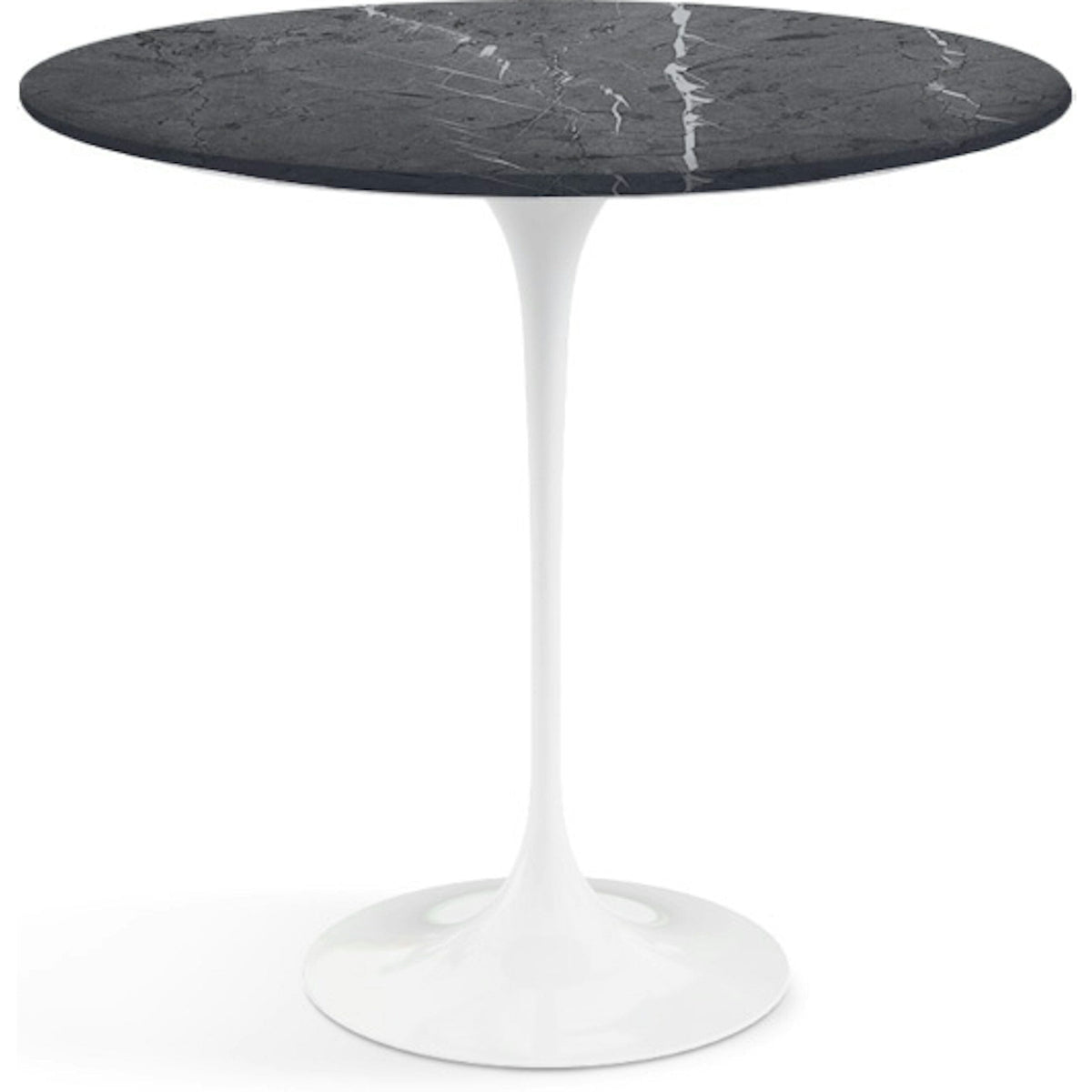 Saarinen Side Table - 22” Oval side/end table Knoll White Grigio Marquina marble, Satin finish 