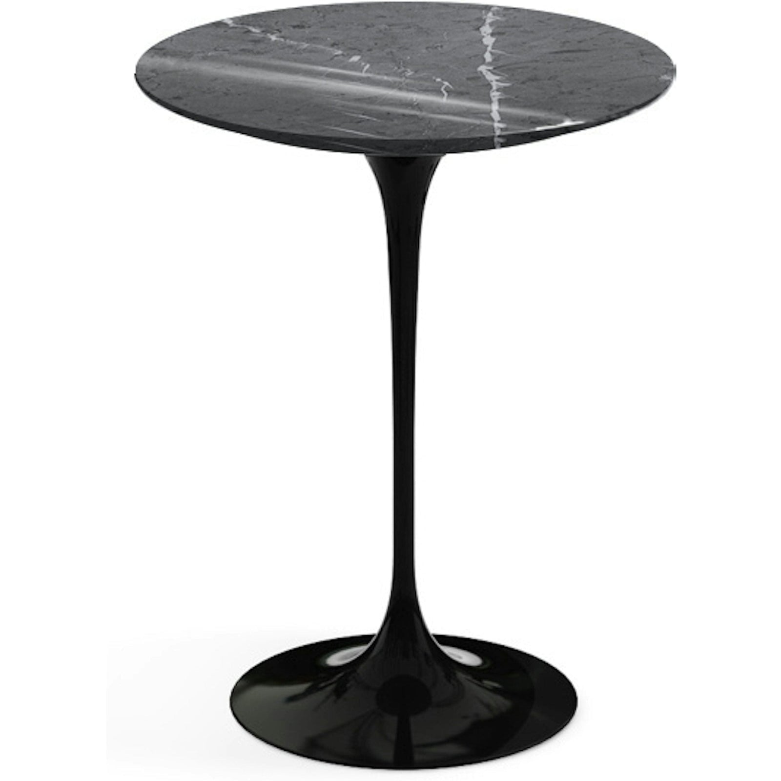 Saarinen Side Table - 16" Round side/end table Knoll Black Grigio Marquina marble, Shiny finish 