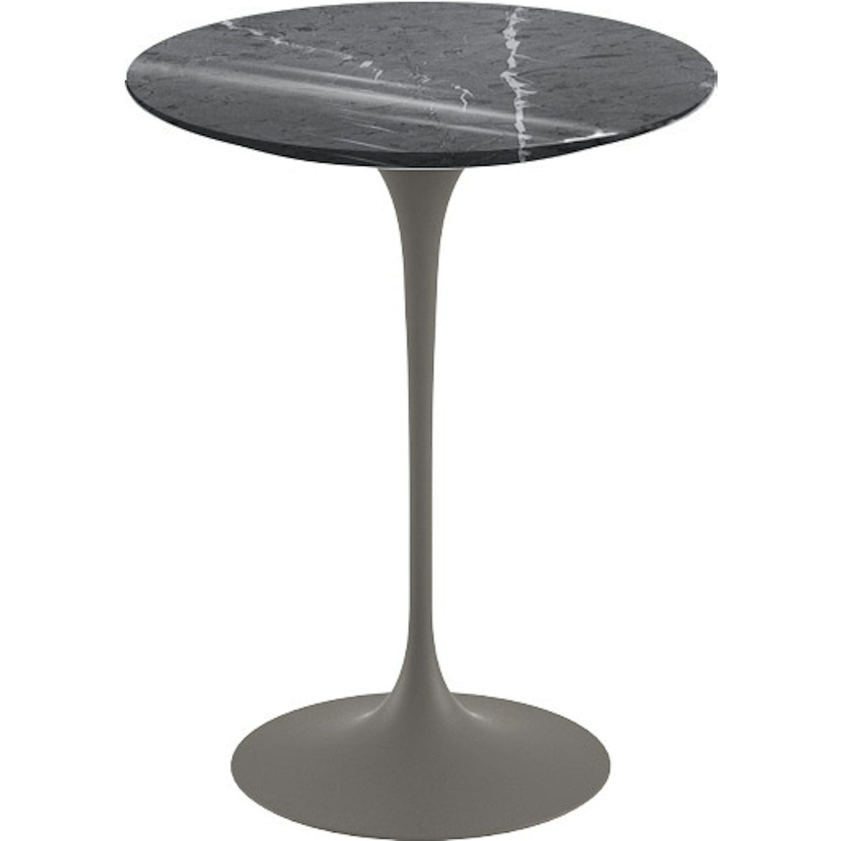 Saarinen Side Table - 16" Round side/end table Knoll Grey Grigio Marquina marble, Shiny finish 