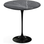 Saarinen Side Table - 20” Round side/end table Knoll Black Grigio Marquina marble, Shiny finish 