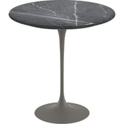 Saarinen Side Table - 20” Round side/end table Knoll Grey Grigio Marquina marble, Shiny finish 