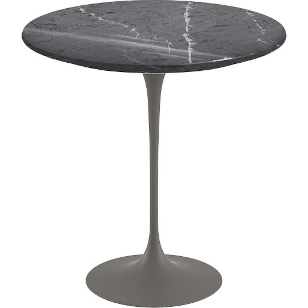 Saarinen Side Table - 20” Round side/end table Knoll Grey Grigio Marquina marble, Shiny finish 