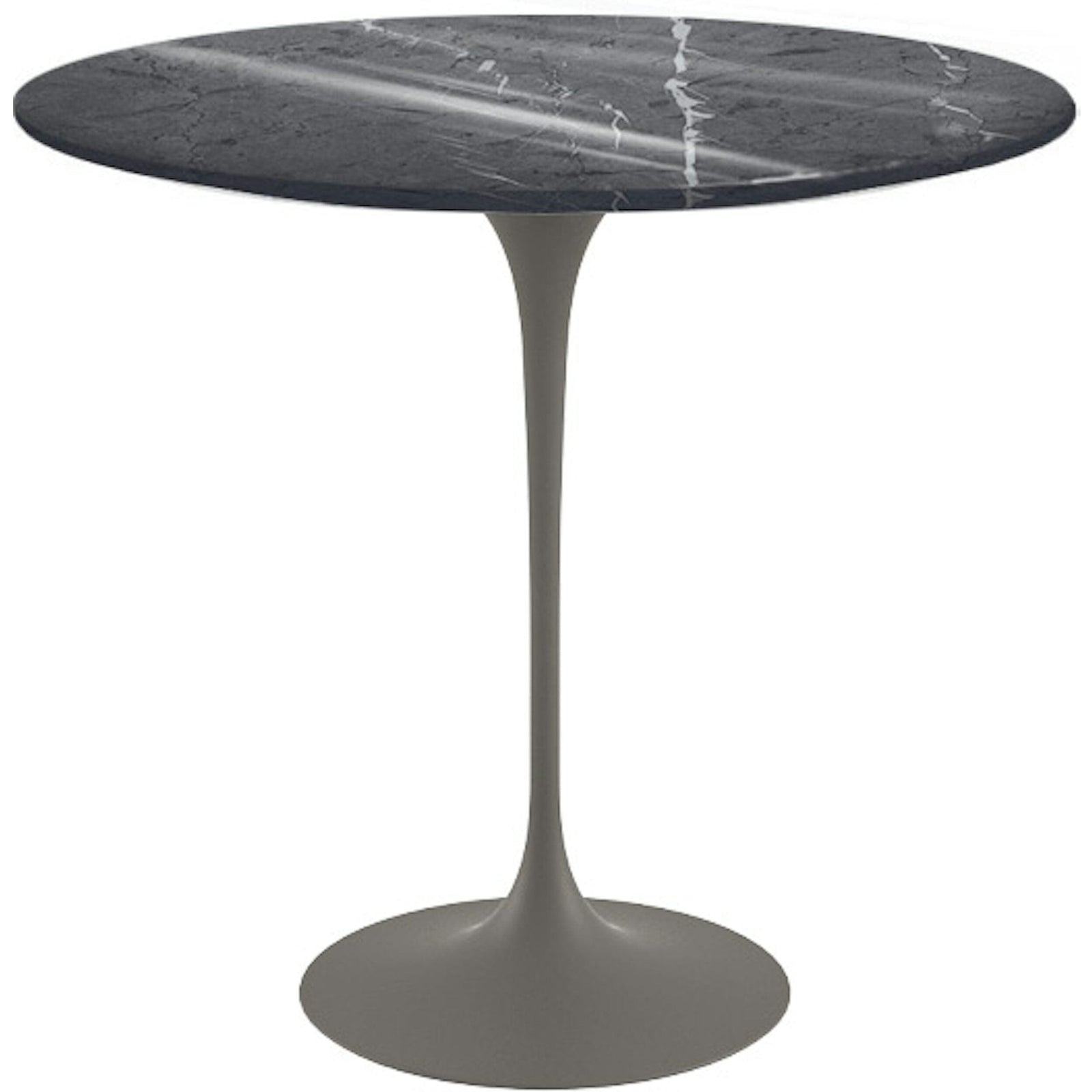 Saarinen Side Table - 22” Oval side/end table Knoll Grey Grigio Marquina marble, Shiny finish 