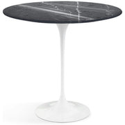 Saarinen Side Table - 22” Oval side/end table Knoll White Grigio Marquina marble, Shiny finish 