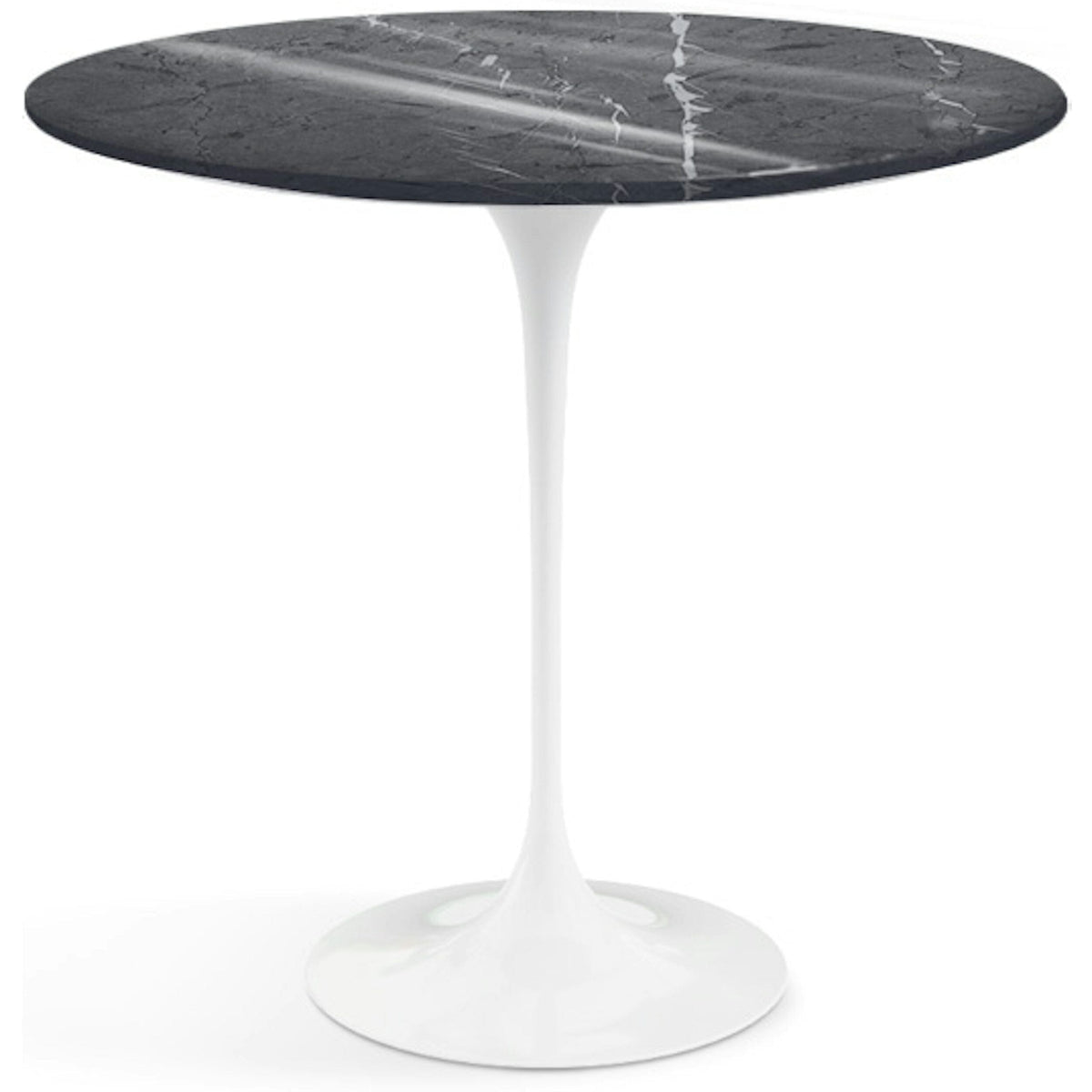 Saarinen Side Table - 22” Oval side/end table Knoll White Grigio Marquina marble, Shiny finish 