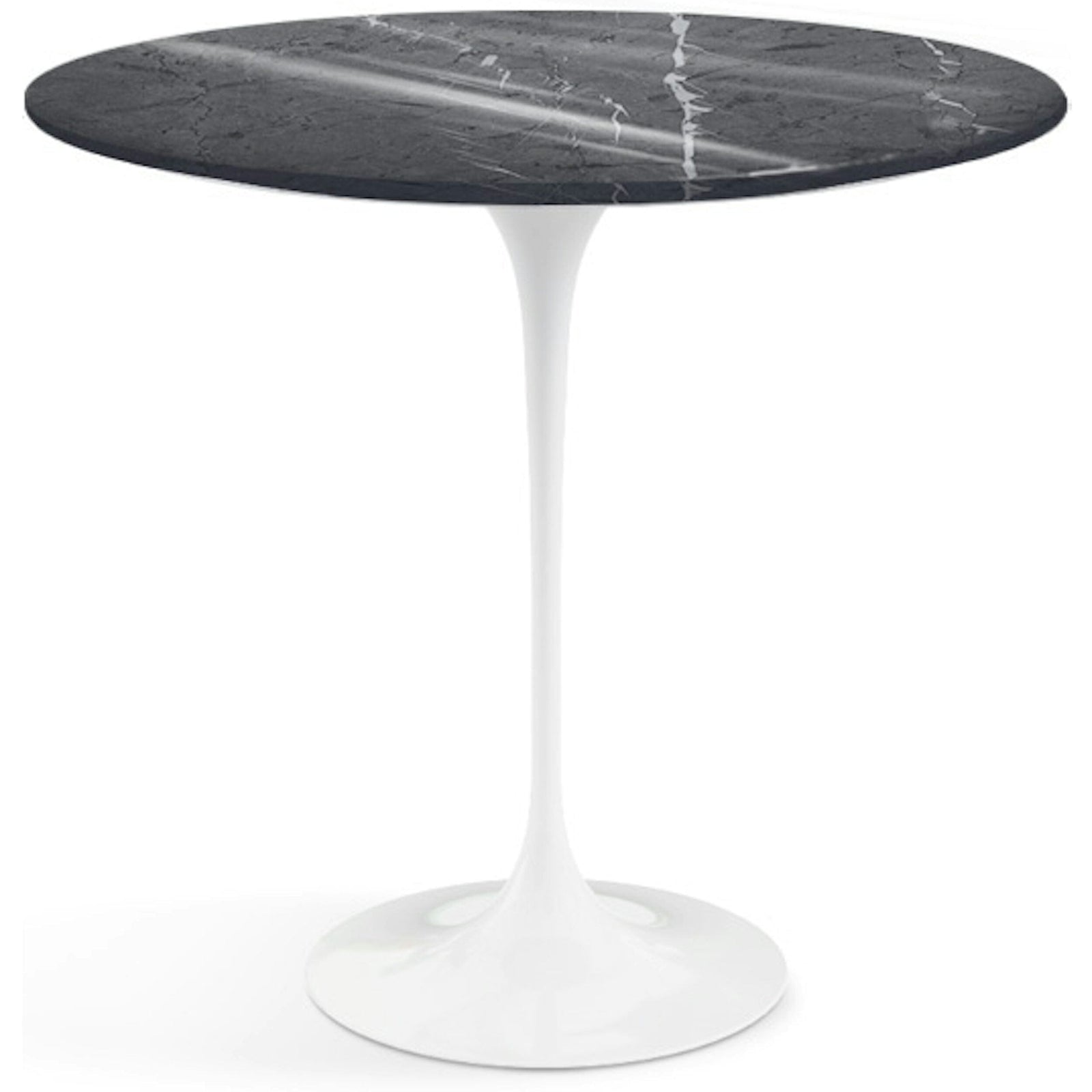 Saarinen Side Table - 22” Oval side/end table Knoll White Grigio Marquina marble, Shiny finish 