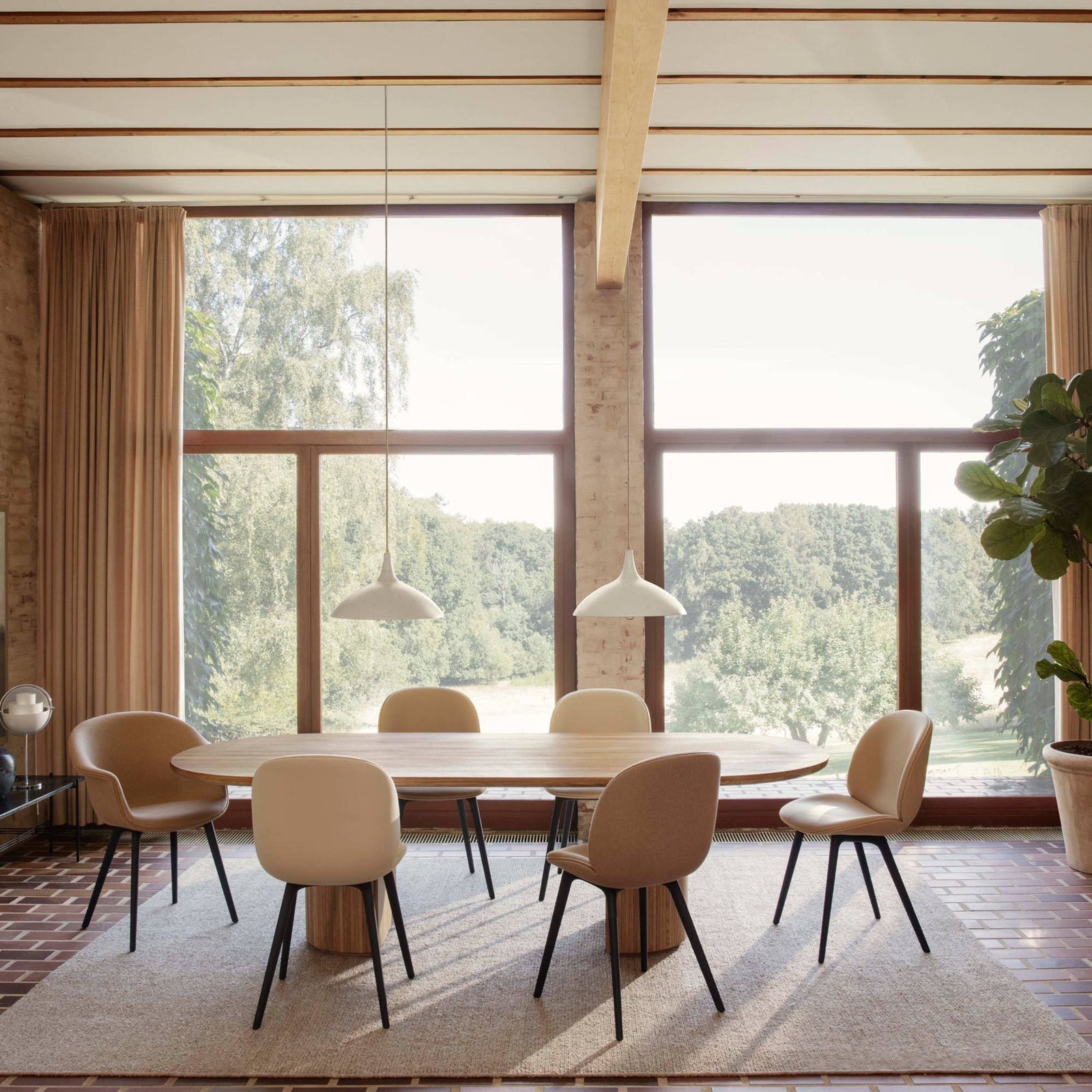 Beetle Black Plastic Base Dining Chair - Front Upholstered Chairs Gubi 