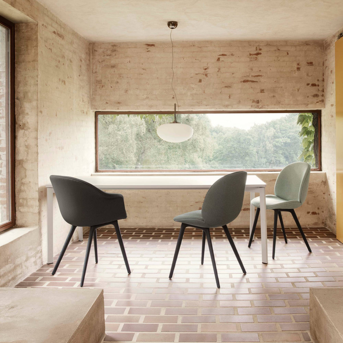 Beetle Black Plastic Base Dining Chair - Front Upholstered Chairs Gubi 