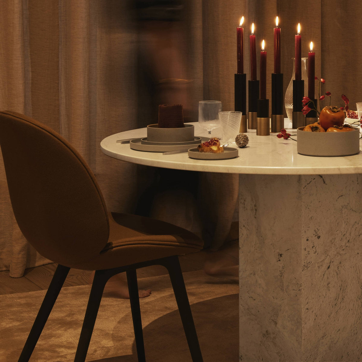 Beetle Black Plastic Base Dining Chair - Fully Upholstered Chairs Gubi 