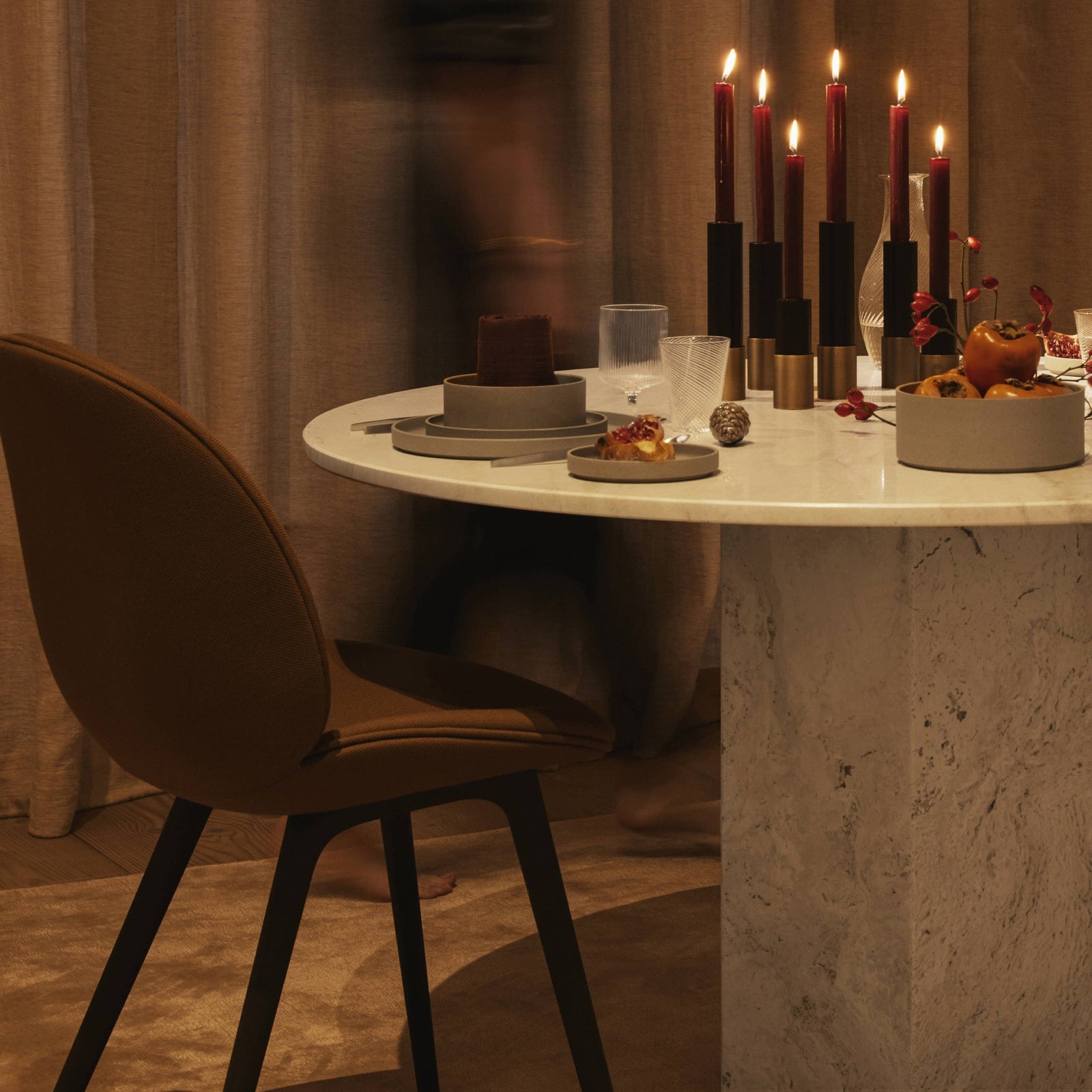 Beetle Black Plastic Base Dining Chair - Fully Upholstered Chairs Gubi 