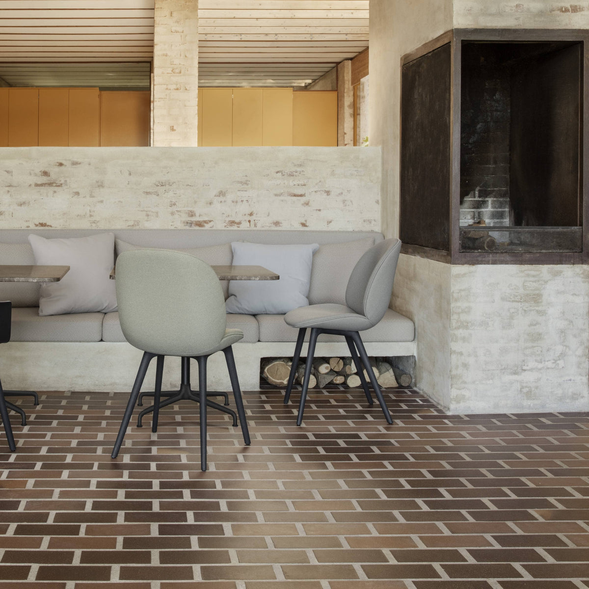 Beetle Black Plastic Base Dining Chair - Fully Upholstered Chairs Gubi 