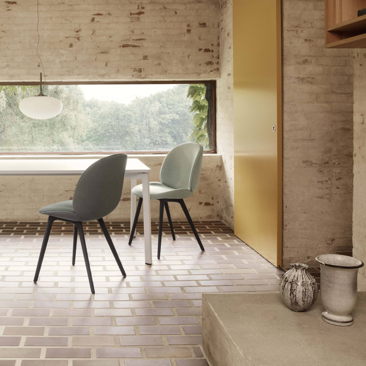 Beetle Black Plastic Base Dining Chair - Fully Upholstered Chairs Gubi 