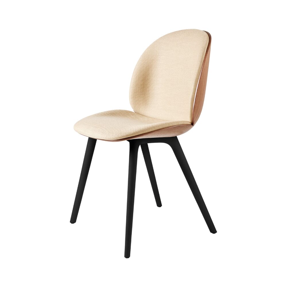 Beetle Black Plastic Base Dining Chair - Veneer Shell - Front Upholstered Chairs Gubi 