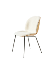 Beetle Dining Chair with Stackable Base - Veneer Shell + Front Upholstered Chairs Gubi 